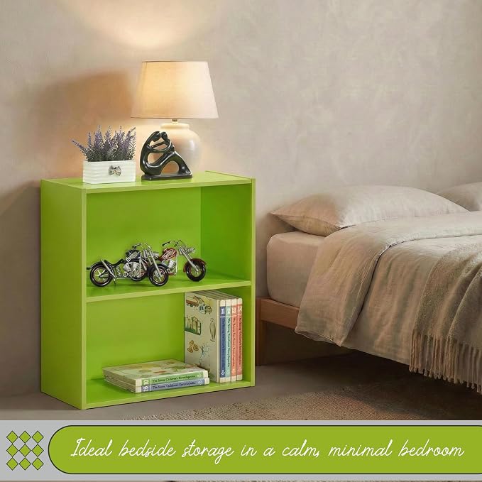 KB Designs - Tony 2-Tier Modern Bookcase with Open Storage Shelves for Kids’ Rooms, Playrooms, or Home Offices – Compact Colorful Bookshelf Organizer