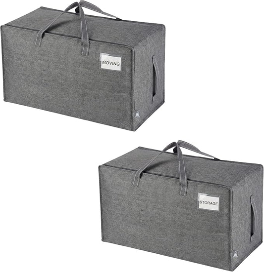 VENO 2 Pack Extra Large Heavy Duty Moving Bags with Wide Opening & Reinforced Handles, Reusable Storage Tote Bags with Strong Zippers for Clothes, College Dorm Essentials & Moving Supplies