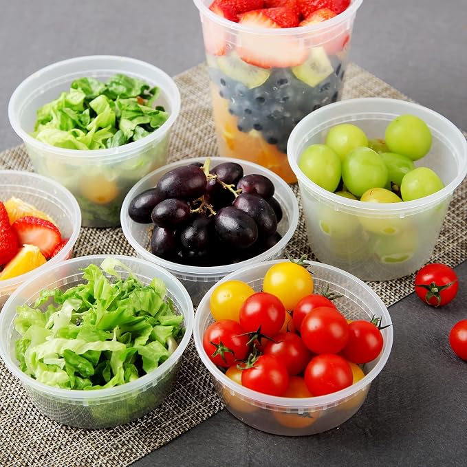 Deli Containers with Lids, 8/16/32oz, 48 Sets 【8,16,32oz 16 Each】 | BPA Free,Microwave Dishwasher Leakproof Freezer Safe,Takeout Soup Containers with Lids,Food Storage Containers with Lids