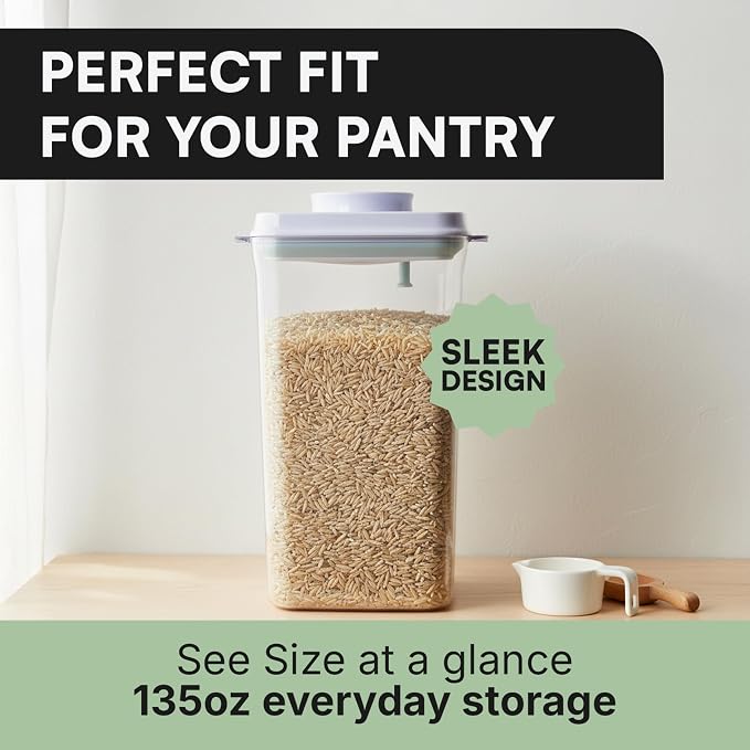 Bop Top Airtight Food Storage Containers with Lid 16.5 Cups / 135 oz | Kitchen Canister Sets | Air Tight Pantry Container | Pop Top Dry Food Storage Containers for Snacks, Sugar, Flour, Baking, Pasta