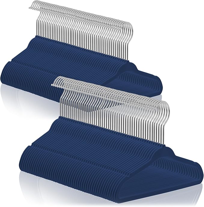 Casafield 100 Velvet Baby Hangers - 11" Size for Infant & Toddler Clothes - Royal Blue