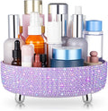 Honeydak 360 Rotating Perfume Organizer Gift for Women, Rhinestone Preppy Skincare Organizer Bathroom Counter Makeup Holder Skincare and Perfume Storage for Cosmetic(1 Tier,Resin Diamond,Purple)