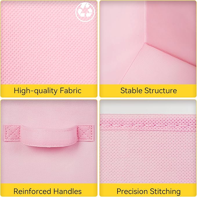 Cupic Cupid 13 Inch Storage Cube, Fabric Cube Storage Bin with Handles, Storage Cube Organizer for Clothes and Toys, Collapsible Cube Bins for Closet, Shelves, Nursery, 6-Pack, Pink Gradient