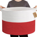 MEGASKET Large Red Baskets for Storage, 22x14 Wicker Woven Storage Basket, Blanket Organizer, Kids Toy Bin Box, Bathroom Beach Towel Basket, Basket for Gifts Decor, Fireplace Living Room Decoration