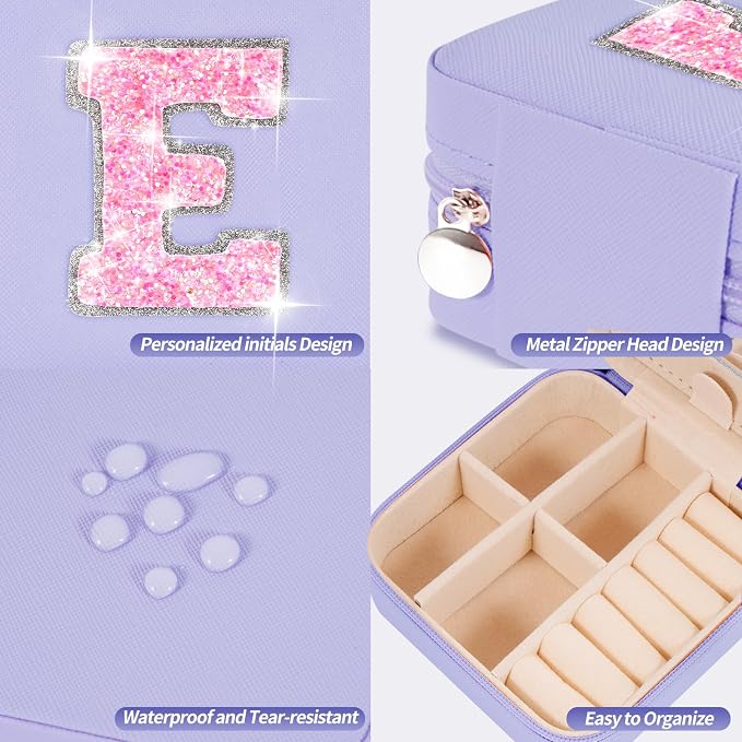 Uygafly Gifts for Teen Girl Trendy Stuff,Birthday Gift for 5 6 7 8 9 10 11 12 13 14 15 Year Old Girls,Cute Travel Jewelry Case Small Box | Lavender,E