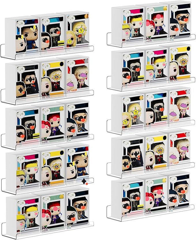 upsimples 10 Pcs 15" Acrylic Shelves for Wall Display and Storage, Clear | Transparent Design Highlights Skincare, Perfume, Easy-to-Find Versatile Floating Shelves for Bathroom, Bedroom and Playroom