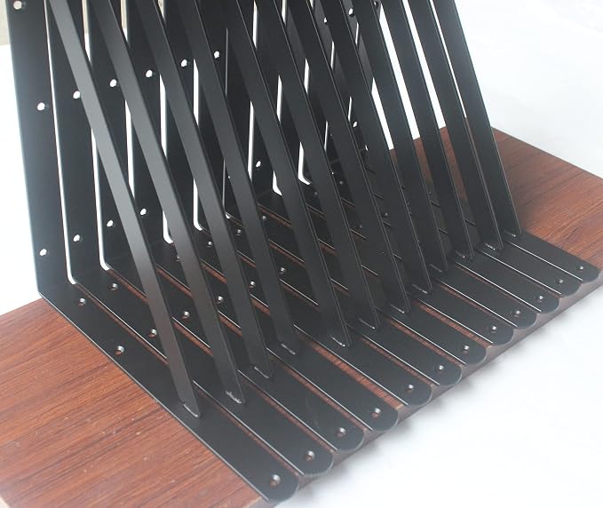 30 Pack L18 x H 12" Black Heavy Duty Shelf Brackets with Screws Metal Shelf Brackets Shelf Support Angle Brackets for Shelves L Brackets Heavy Duty Floating Shelf