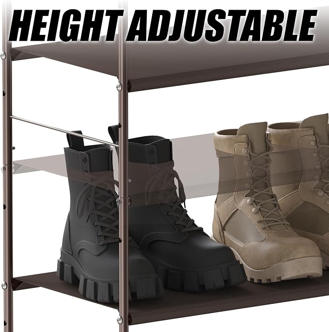 Simple Houseware 6-Tier Shoe Rack Storage Organizer w/Side Hanging Bag, Bronze