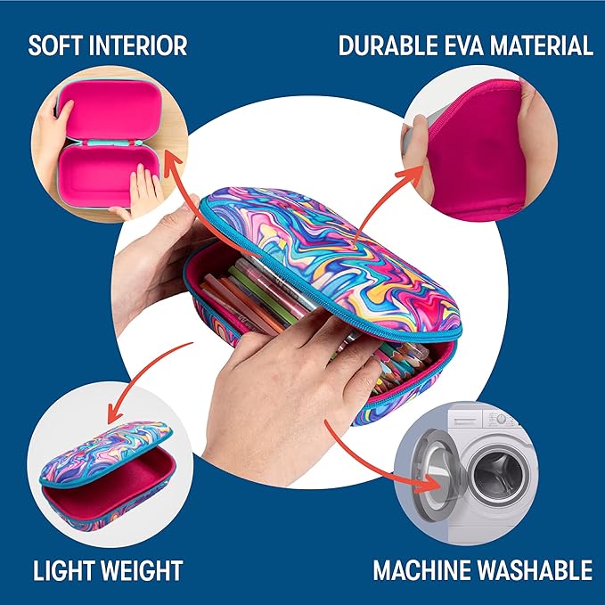 ZIPIT Colorful Pencil Box for Girls, Cute Pencil Case for School, Large Capacity Stationery Organizer Box