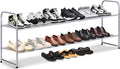 MISSLO 2 Tier Long Shoe Rack for Closet Shoe Organizer Holds 18-Pairs, Wide Low Stackable Shoe Storage Shelf for Bedroom Floor, Men Boots, Women Heels, Kids Sneakers (Grey)