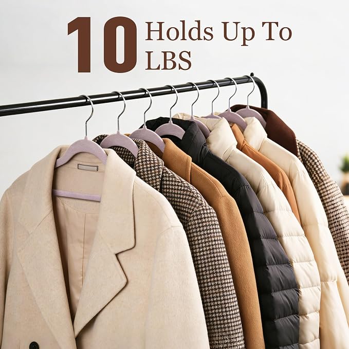 Velvet Hangers 30 Pack, 17.5 Inches Wide Large Size, Heavy Duty Non-Slip Slim Clothes Hangers for Pants, Coats, Skirts, Jeans, Sweaters and More, Nylon-Flocked, Light Purple