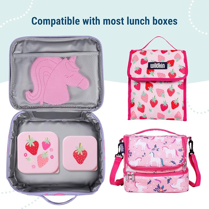 Wildkin Set of 3 Kids Nesting Food Containers for Girls – Stackable, Airtight & BPA-Free Snack Containers, Dishwasher Safe Lunch Box Containers for School & Travel, Ages 3–12 – Strawberry