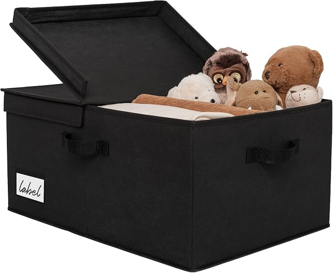 GRANNY SAYS Black Storage Bin with Lid, Fabric Closet Organizers and Storage Baskets, Extra Large Storage Box for Clothes, Memory Keepsake Box, 1-Pack
