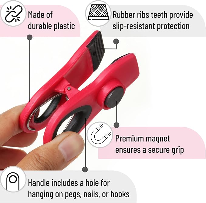 Mr. Pen- Magnetic Chip Clips, 6 Pack, Airtight Seal | Reusable Bag Closers for Food Storage, Snacks, Bread & Kitchen Organization, Strong Plastic Clips for Refrigerator Use
