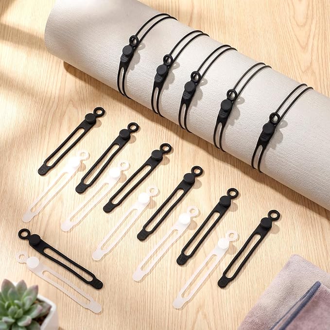 Nuanchu 40 Pcs Silicone Cable Ties Reusable Holder Adjustable Straps Multipurpose Charging Cable Organizer for Fastening Charging Cords Wires (4.17 Inch,Translucent, Black)