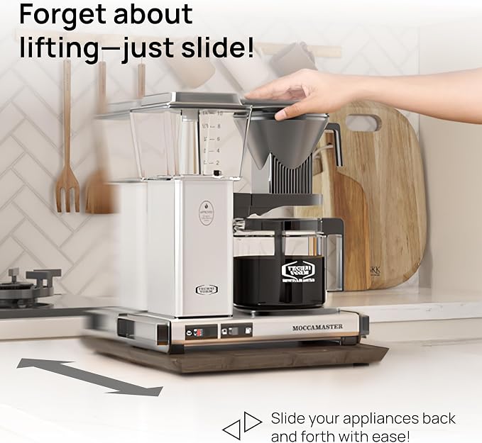 Ibyx Elegant Appliance Slider - Sliding Tray for Coffee Maker & Heavy Kitchen Appliances, Easy Slide, Made of Premium Bamboo, Space-Saving Kitchen Organizer, 40 lb Capacity, Brown - 13 x 10.5 Inch