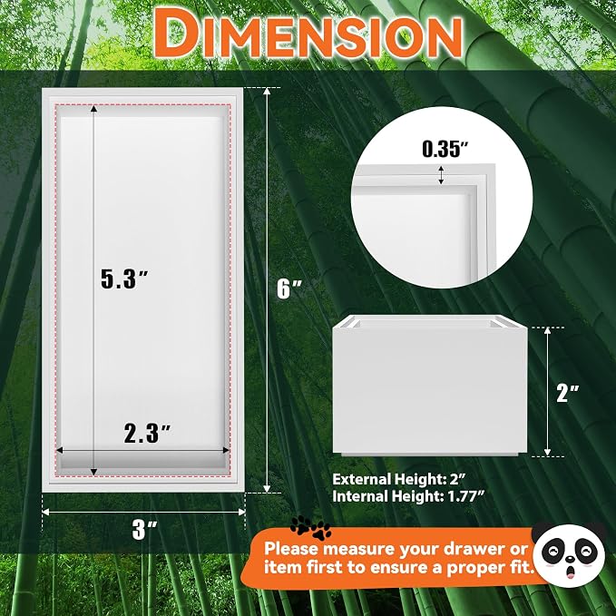 Lixple Bamboo Drawer Organizer, Small Silverware Organizer for Kitchen Drawer, Stackable Utensil Organizer, 2 Pcs Flatware Organizer Wooden Storage Box Tray (White, 6 X 3 X 2 Inch)