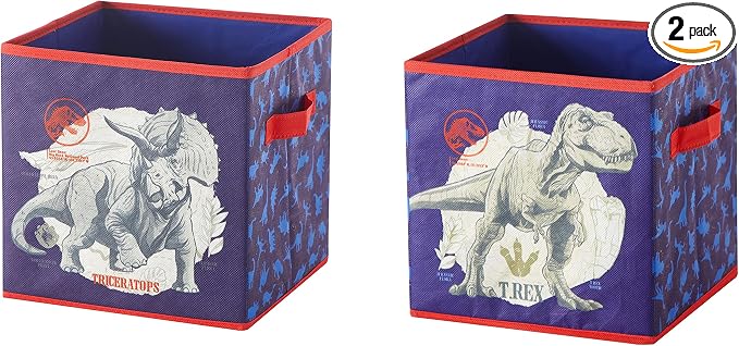 Idea Nuova Jurassic World Set of Two Spacious Collpasible Storage Cubes, 10"x10"