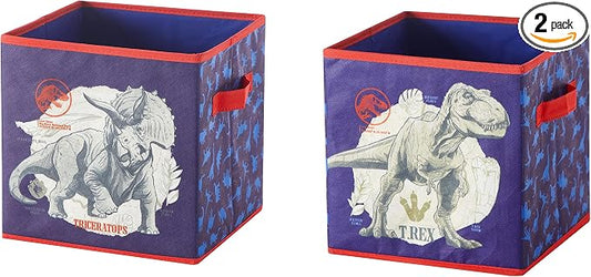 Idea Nuova Jurassic World Set of Two Spacious Collpasible Storage Cubes, 10"x10"