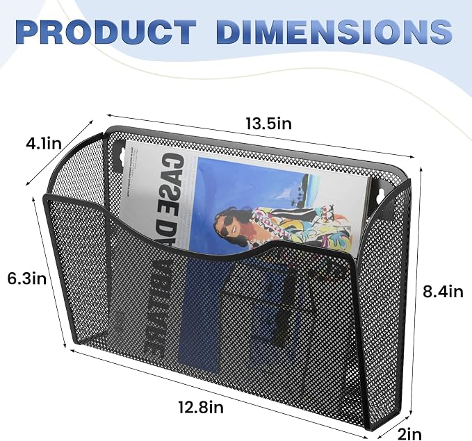 MINDEPOT Wall File Organizer,Hanging Wall Mounted File Folder Holder Mail Organizer for Office,Home and School Supplies