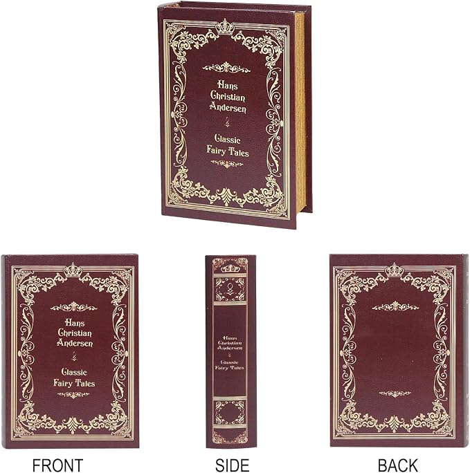 PACOLO Decorative Book Boxes, Faux Wood cover Storage for Hidden Jewelry, Money, and Cash (Classic Fairy Tale)