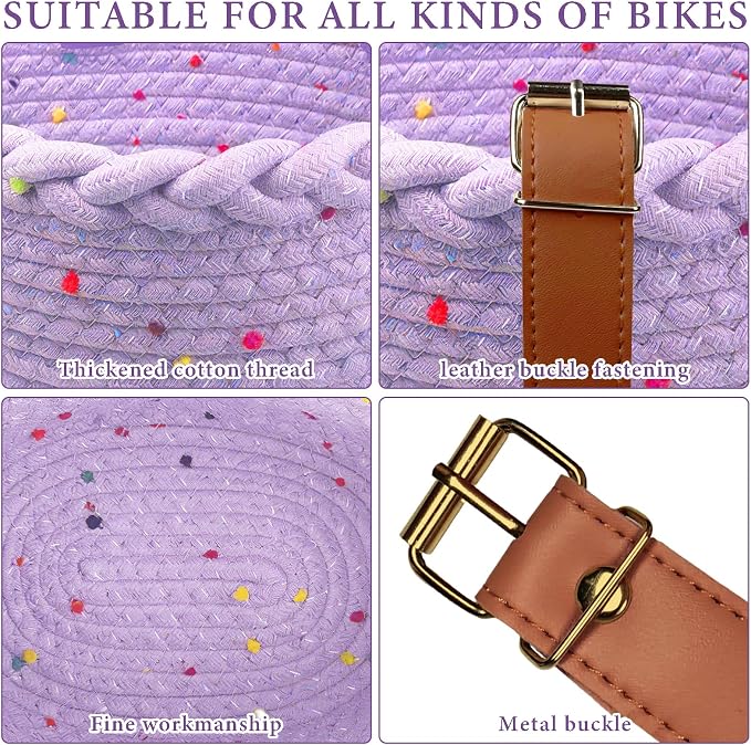 Kids Bike Basket for Girls, Front Bicycle Basket, Easy-Install Adjustable Straps for Balance Bikes Scooters