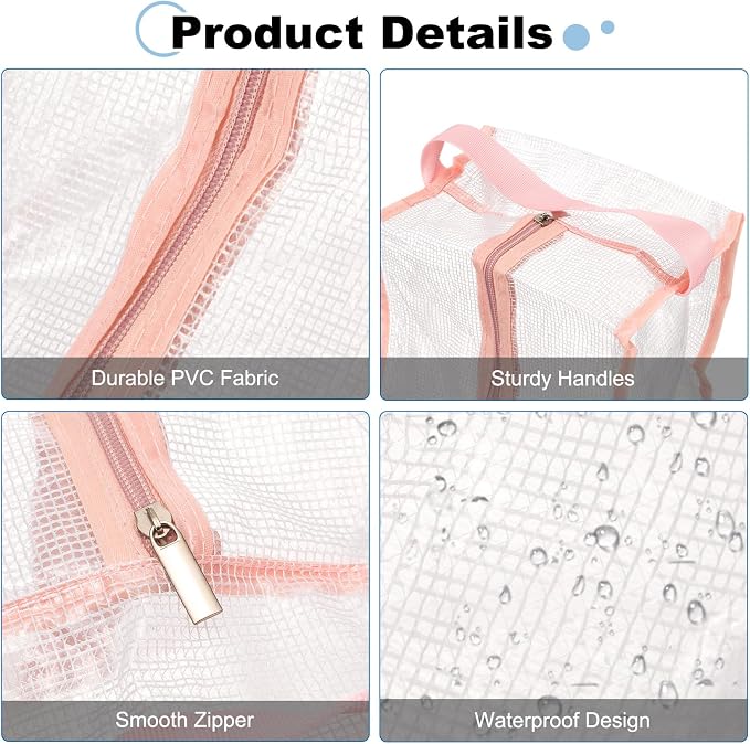 uxcell 2Pack Boot Storage Bag Portable, PVC Shoe Storage Bag with Zipper Clear Boots Cover Protector Bag for Short Boots and Short Boots Storage Travel and Daily Use, Pink Tall
