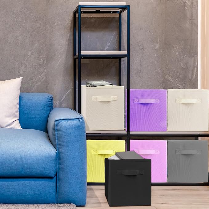 2 Pcs Storage Cubes, 10.5 Inch Collapsible Storage Bins, Fabric Foldable Bins for Organization, Durable Storage Bins for Closet, Shelves, Offices (Pink)