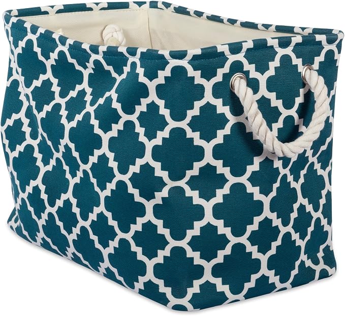 DII Polyester Container with Handles, Lattice Storage Bin, Small, Teal