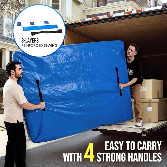 TAILI King Mattress Bags for Moving and Storage, Heavy Duty Moving Supplies Mattress Cover with Reinforced Handles, Storage Cover Essentials Packing Protector