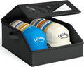 AOODA Sturdy Hat Storage for Baseball Caps, Holds up to 24 Caps Clear Hat Organizer for Closet, Bedroom, Wide Hat Box with Cardboard (Pure black)