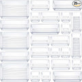 Seseno 25 PCS Clear Plastic Drawer Organizers Set, 4-Size Versatile Bathroom and Vanity Drawer Organizer Trays, Storage Bins for Makeup, Bedroom, Kitchen Gadgets Utensils and Office Accessories