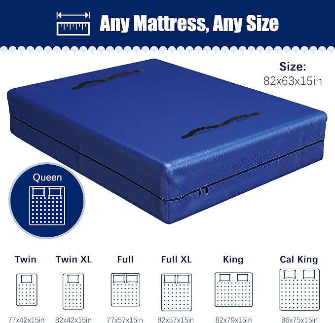 Cosy Family Mattress Bags for Moving with 8 Handles - 170GSM Extra-Thick Mattress Bag for Moving Supplies - Reusable Mattress Cover Protector Storage with Zipper - Queen Size - Blue (Pack of 2)
