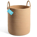 OrganiHaus Tall Cotton Rope Laundry Basket & Hamper, Blanket Storage 52L | Full Honey - Tall Cotton Rope Hamper, 52L