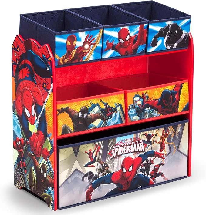 Delta Children Toy Organizer, 6 Bin | Greenguard Gold Certified | Spider-Man | Pack of 2