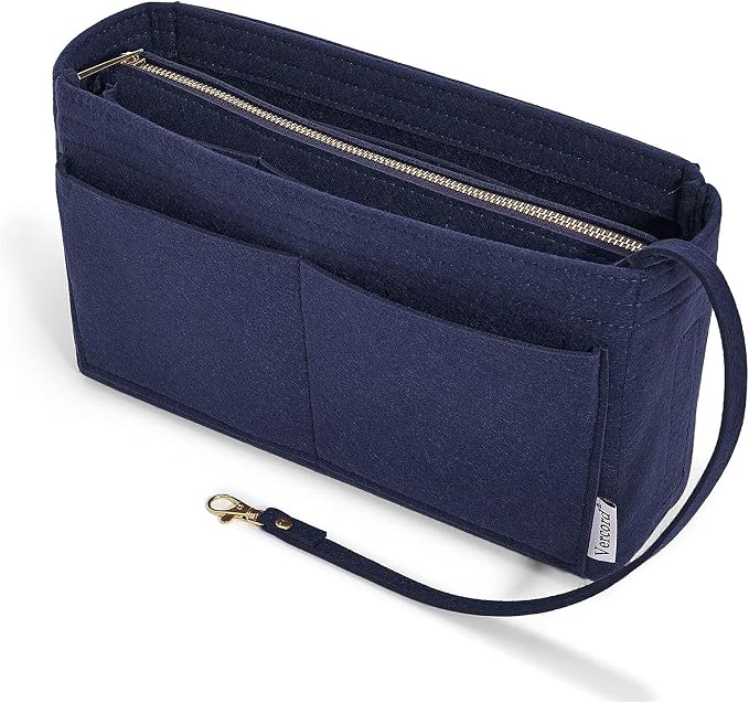 Vercord Felt Organizer Insert for Purse Handbag Tote Bag in Bag Inside Shaper Divider Neo Dark blue Slender Medium