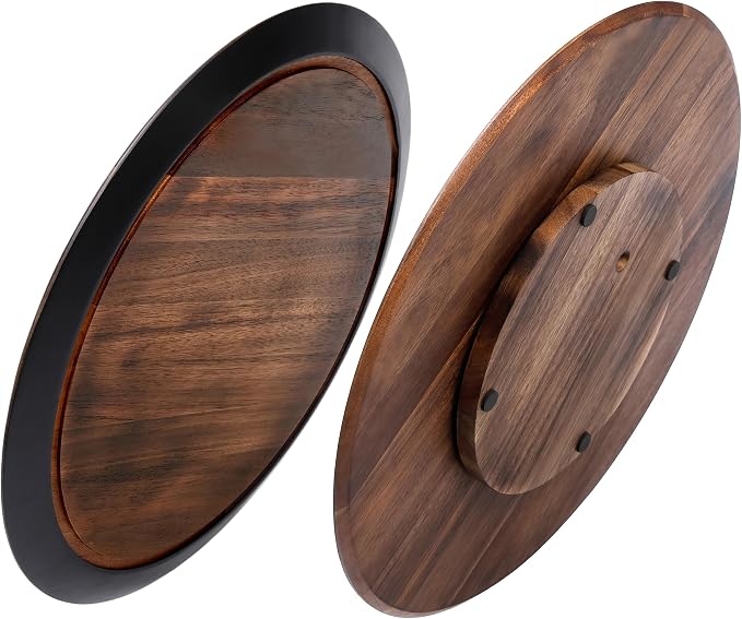 BIRDROCK HOME 18" Chalkboard Lazy Susan | Food Labels | Table Top Turntable | Cabinet or Pantry Organizer | Decorative Spice Rack Medicine Cleaning Spinning Table | Wood - Large