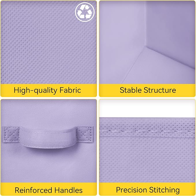 Cupic Cupid 13 Inch Storage Cube, Fabric Cube Storage Bin with Handles, Storage Cube Organizer for Clothes and Toys, Collapsible Cube Bins for Closet, Shelves, Nursery, 6-Pack, Purple Gradient