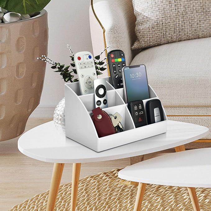 Acrimet Desktop Organizer - Easy Organizer Caddy Holder for Office, Home and School use (Plastic) (White Color)