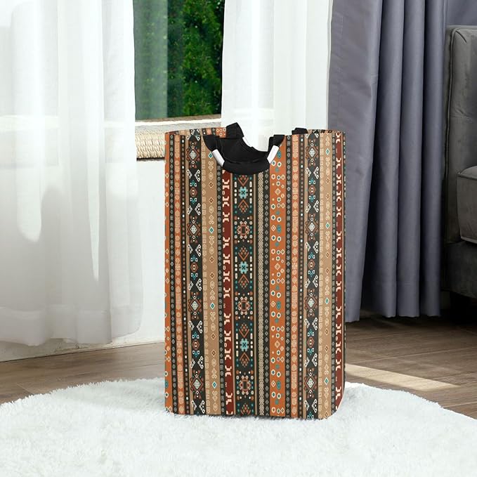 Western Boho Large Laundry Hamper Basket, Collapsible Laundry Bag Storage Bins Baskets with Handles for Laundry, Bedroom, Home Decor