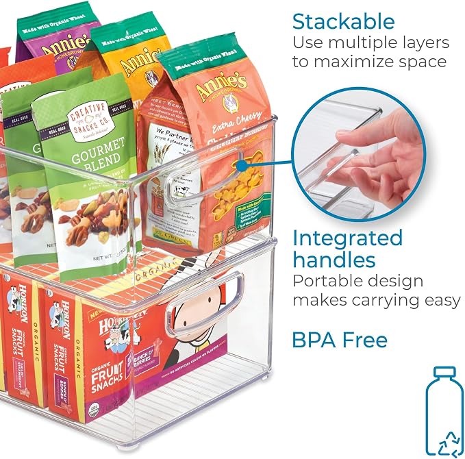 iDesign Stackable Storage Bin with Handles, Clear | Organize Pantry, Fridge, or Freezer, Made in USA
