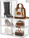 15.75''x11.81''x9.84'' XX-Large Clear Shoe Storage Boxes with Divider, Stackable Plastic Boot Boxes with Magnetic Door, Acrylic display case Box with Lids for Sneaker Purses Handbags Books (3)