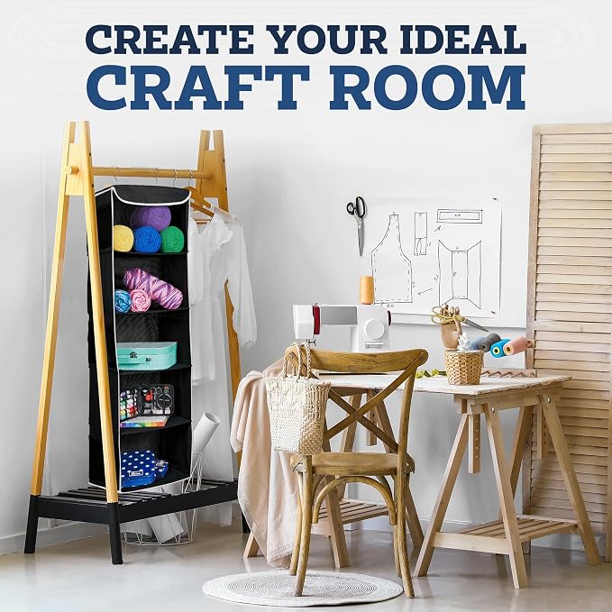 ZOBER Hanging Closet Organizer, 5-Shelf - Hanging Storage Organizer Shelves for Clothes, Towels, Toys - College Dorm Room, Nursery, & Home Closet