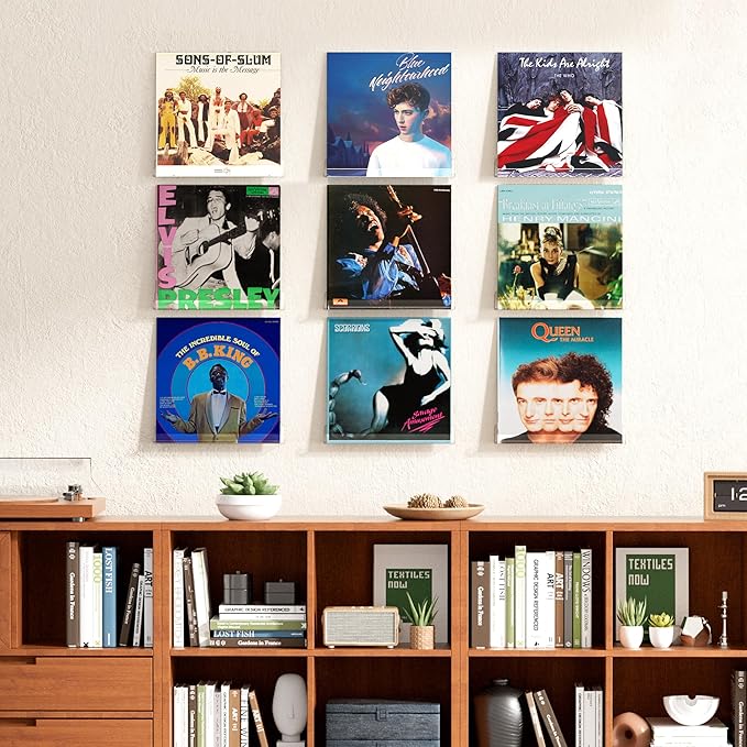upsimples 10 Pcs 12" Clear Acrylic Shelves, Small Shelf for Wall Display | Narrow Floating Shelves for Nail Polish, Vinyl Wall Mount, Record Holder, Magazine Rack, Comic Display, Picture Ledge Shelf