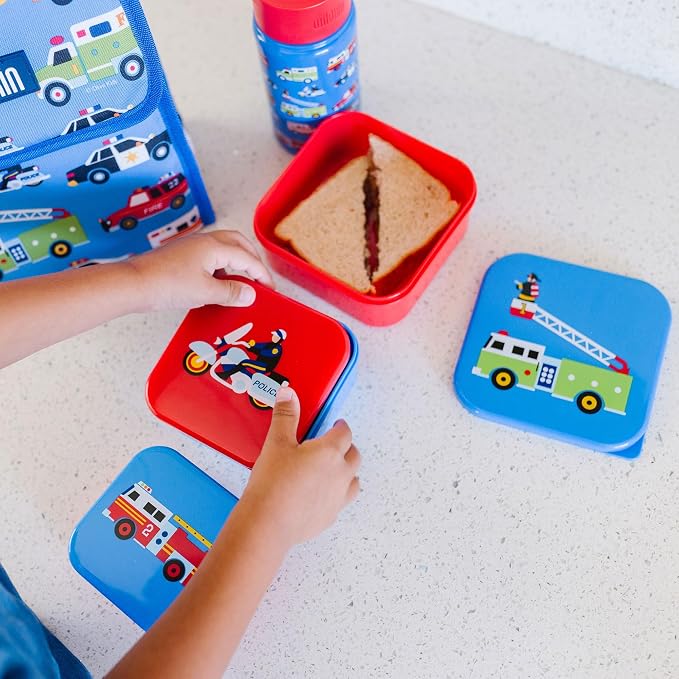 Wildkin Set of 3 Kids Nesting Food Containers for Boys – Stackable, Airtight & BPA-Free Snack Containers, Dishwasher Safe Lunch Box Containers for School & Travel, Ages 3–12 – Heroes