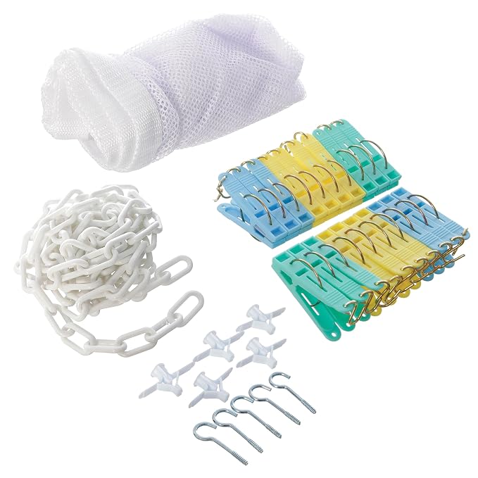 Dreambaby Super Corner Toy Hammock Net Organizer - with Stuffed Animal Toy Chain Hanger - 6ft Long - Holds up to 10lbs Maximum Weight - White - Model F605