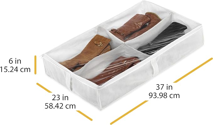 Whitmor Underbed Boot Bag, 4 Section, White (Pack of 6)