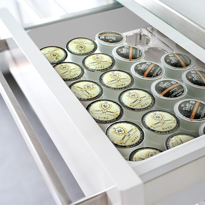 Amazing Abby 2-Pack 24-Slot Flat Acrylic Coffee Pod Holder, Large-Capacity Plastic Coffee Capsule Storage, BPA-Free and Shatter-Proof, Great for Use on Countertop or in Drawer, Up to 48 Keurig K-Cups