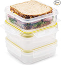 Komax Biokips Sandwich Containers (Set of 3) – Airtight Food Storage Containers – BPA-Free Lunch Containers for w/ Locking Lids – Microwave & Dishwasher Safe Sandwich Box Container Set