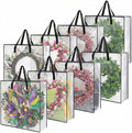 8 Pcs Clear Wreath Storage Bags 26 Inch Garland Container Door Garland Holiday Wreath Storage Holder with Handle and Zipper Heavy Duty Plastic Packing Totes(Black)